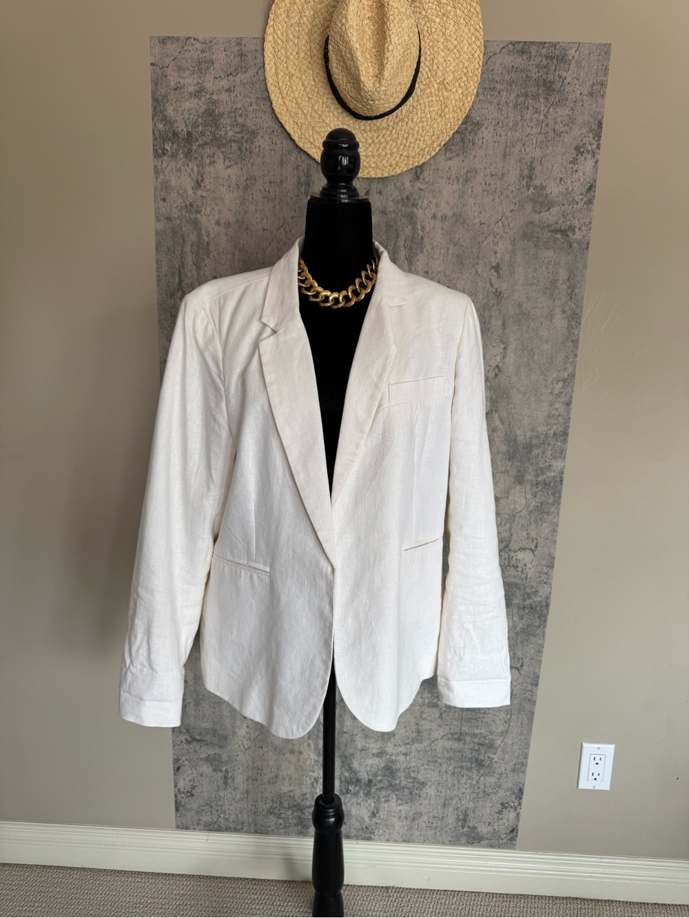 Carolina Belle Montréal Linen Blend Blazer – XL – Ivory/Cream – Tailored Jacket